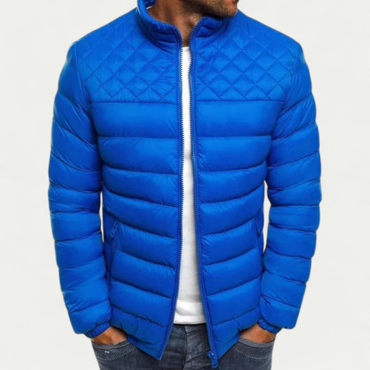 Quilted Stand Collar Lightweight Puffer Jacket for Men