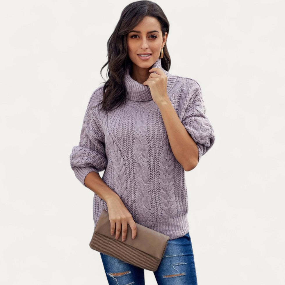 Cable Knit Turtleneck Jumper for Women