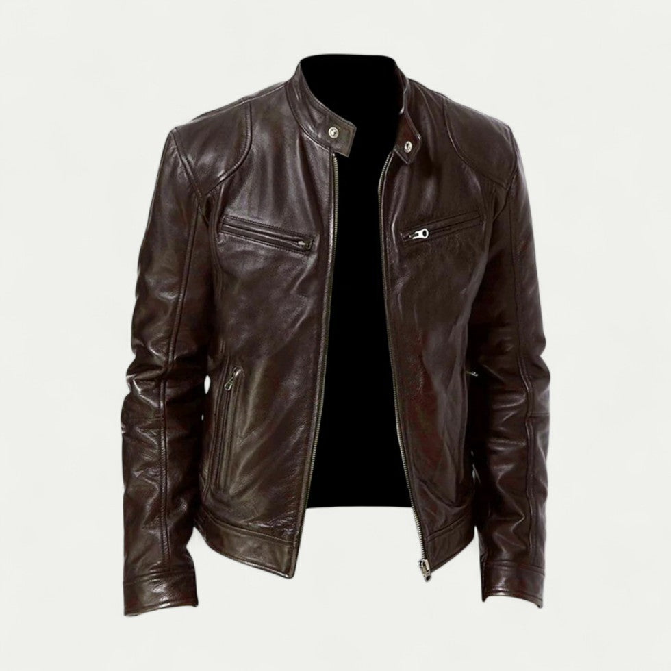 Classic Slim Fit Leather Jacket for Men