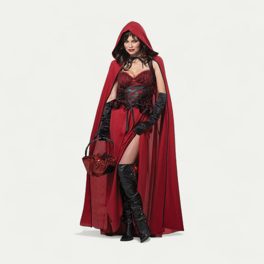 Hooded Cape Corset Maxi Halloween Costume Dress