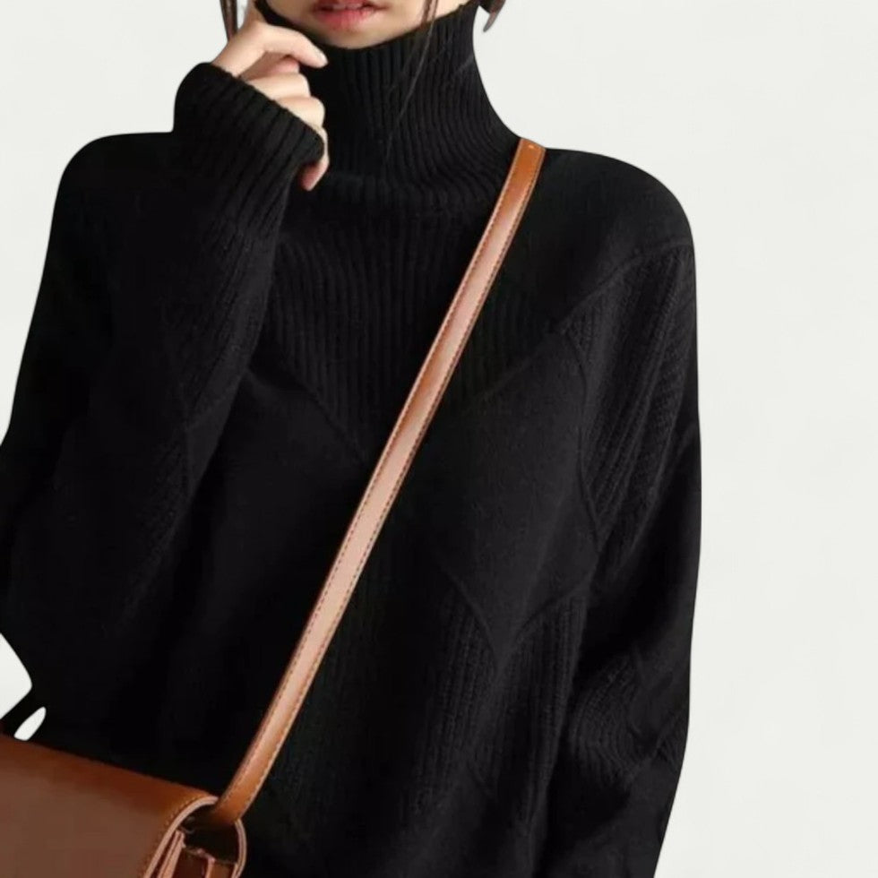 Ladies Cotton Turtleneck Pullover Textured Sweater