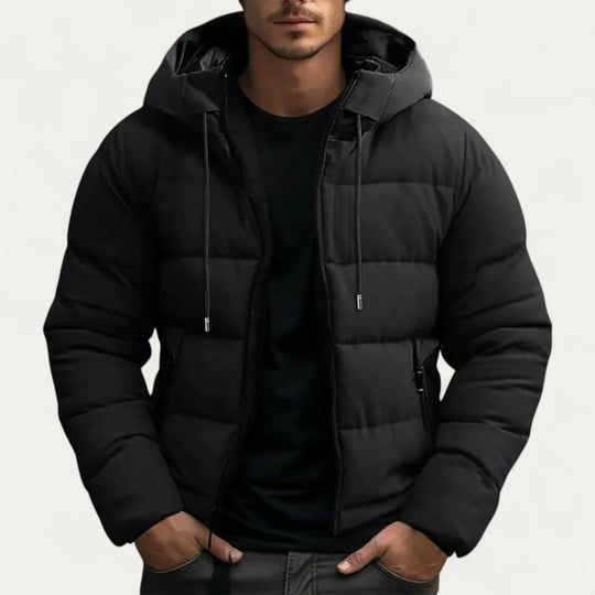 Men Hooded Puffer Jacket Winter Warm Quilted Coat