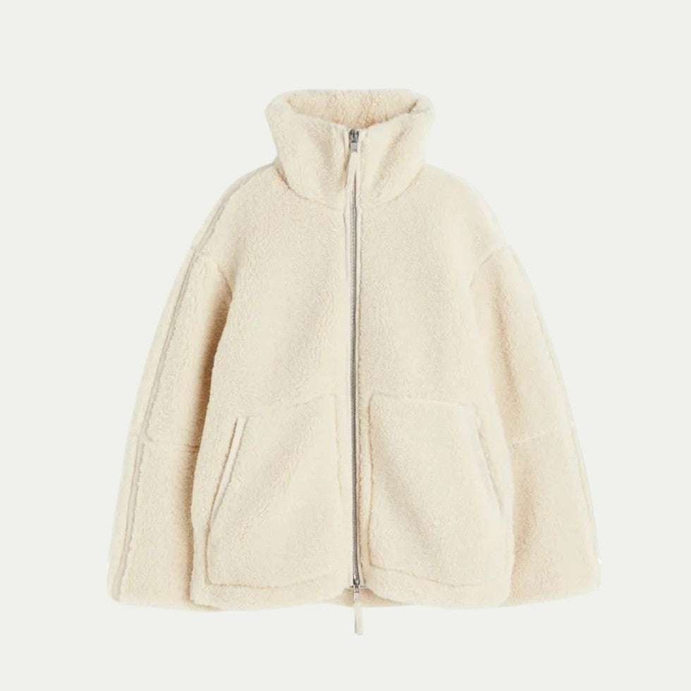 Oversized Zip Up Teddy Jacket for Women