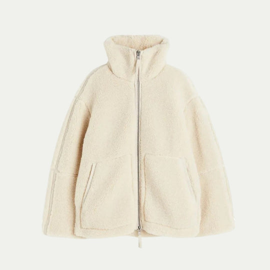 Oversized Zip Up Teddy Jacket for Women