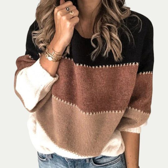 Casual Colorblock Knit Jumper for Women