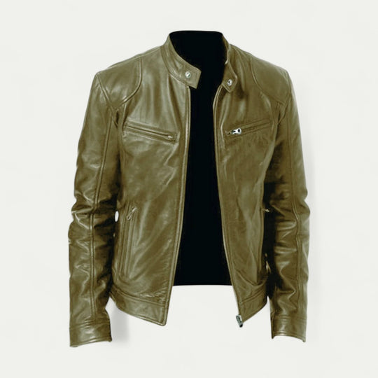 Classic Slim Fit Leather Jacket for Men