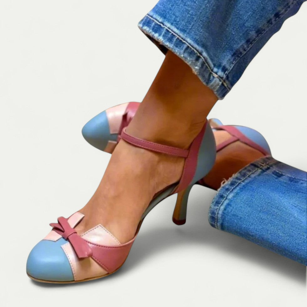 Orthopedic Mid Heel Pumps with Bow Detail