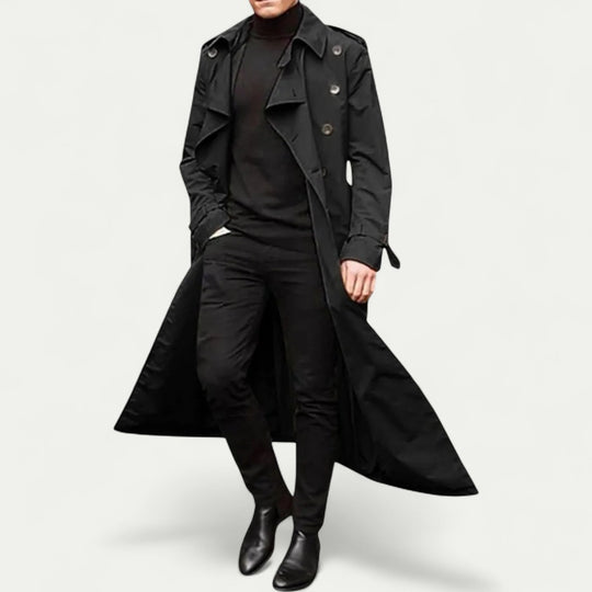 Men Long Trench Coat Waterproof Lightweight Overcoat Jacket