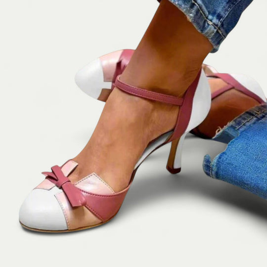 Orthopedic Mid Heel Pumps with Bow Detail