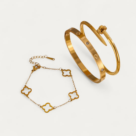 Set of Stylish Bangle Bracelets with Modern Crystal Detailing