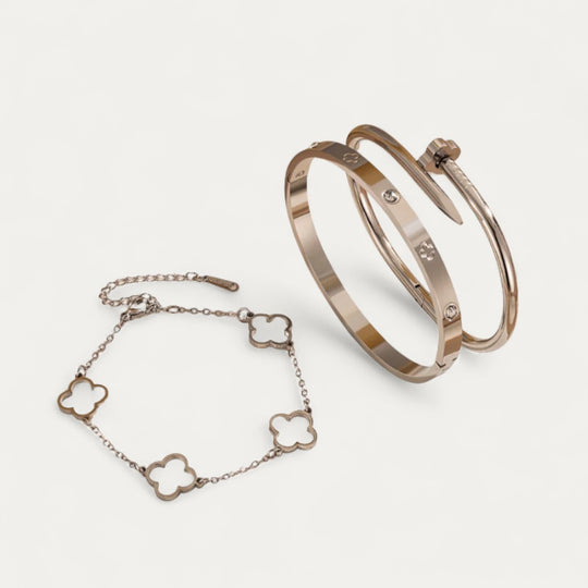 Set of Stylish Bangle Bracelets with Modern Crystal Detailing