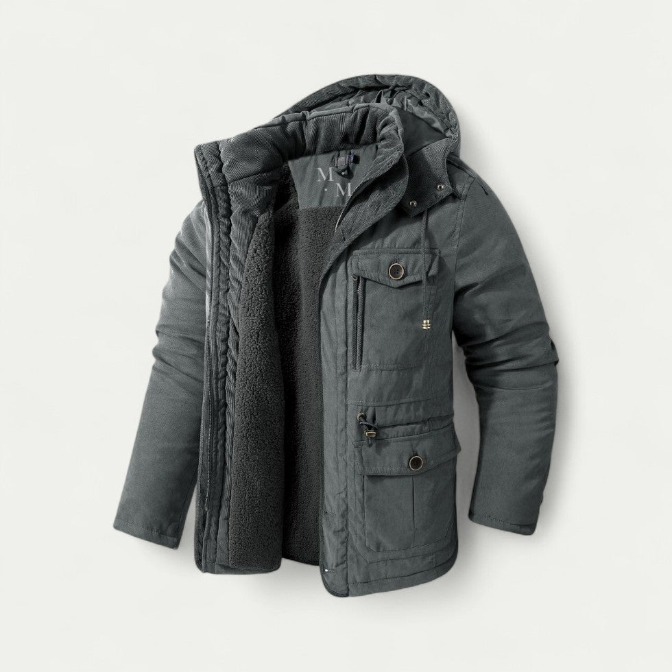 Hooded Fleece Lined Winter Parka Jacket