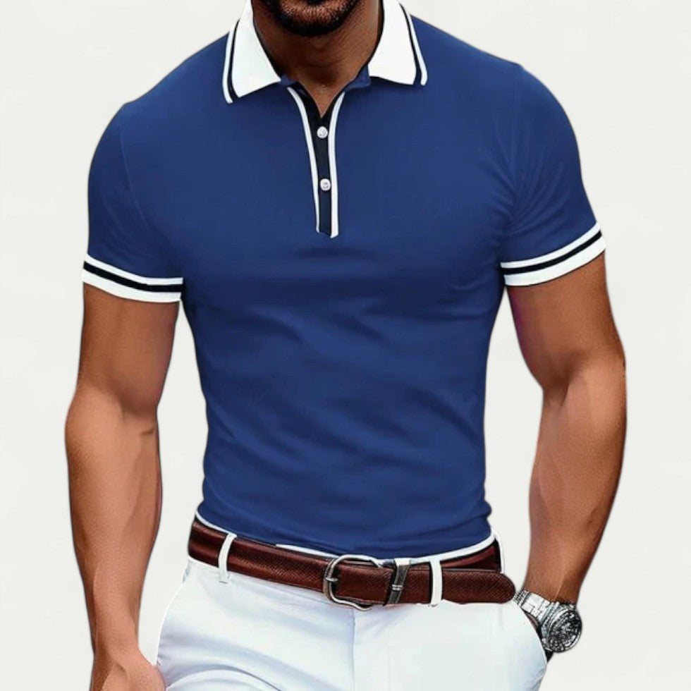 Slim Fit Cotton Blend Short Sleeve Polo Shirt for Men Summer Style