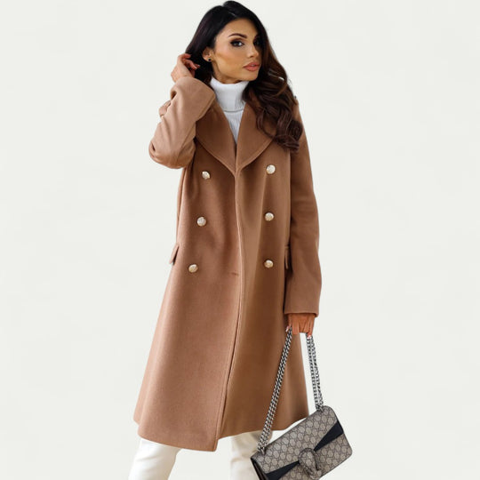Women's Sophisticated Wool Blend Button Up Winter Coat