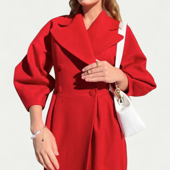 Women's Double Breasted Long Wool Blend Winter Coat
