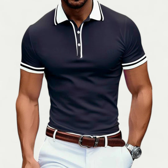Slim Fit Cotton Blend Short Sleeve Polo Shirt for Men Summer Style