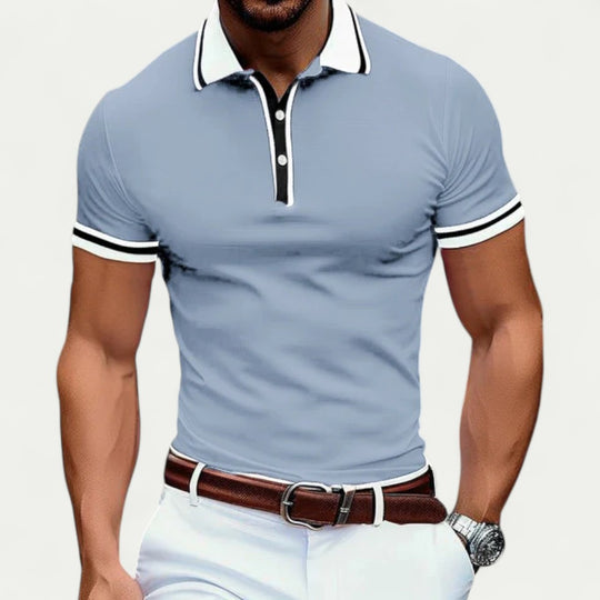 Slim Fit Cotton Blend Short Sleeve Polo Shirt for Men Summer Style