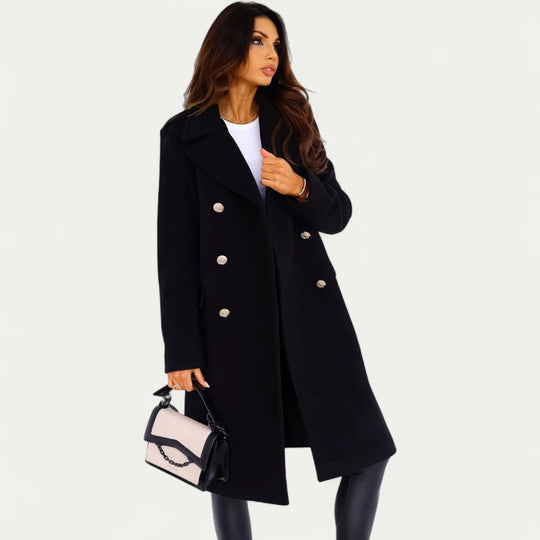 Women's Sophisticated Wool Blend Button Up Winter Coat