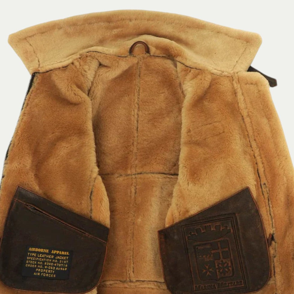Shearling Aviator Leather Jacket for Men