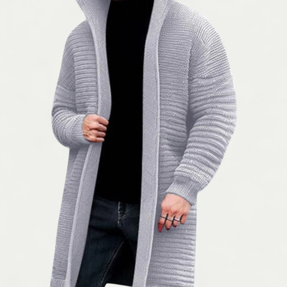 Men Longline Knitted Open Front Cardigan