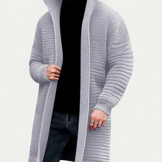 Men Longline Knitted Open Front Cardigan