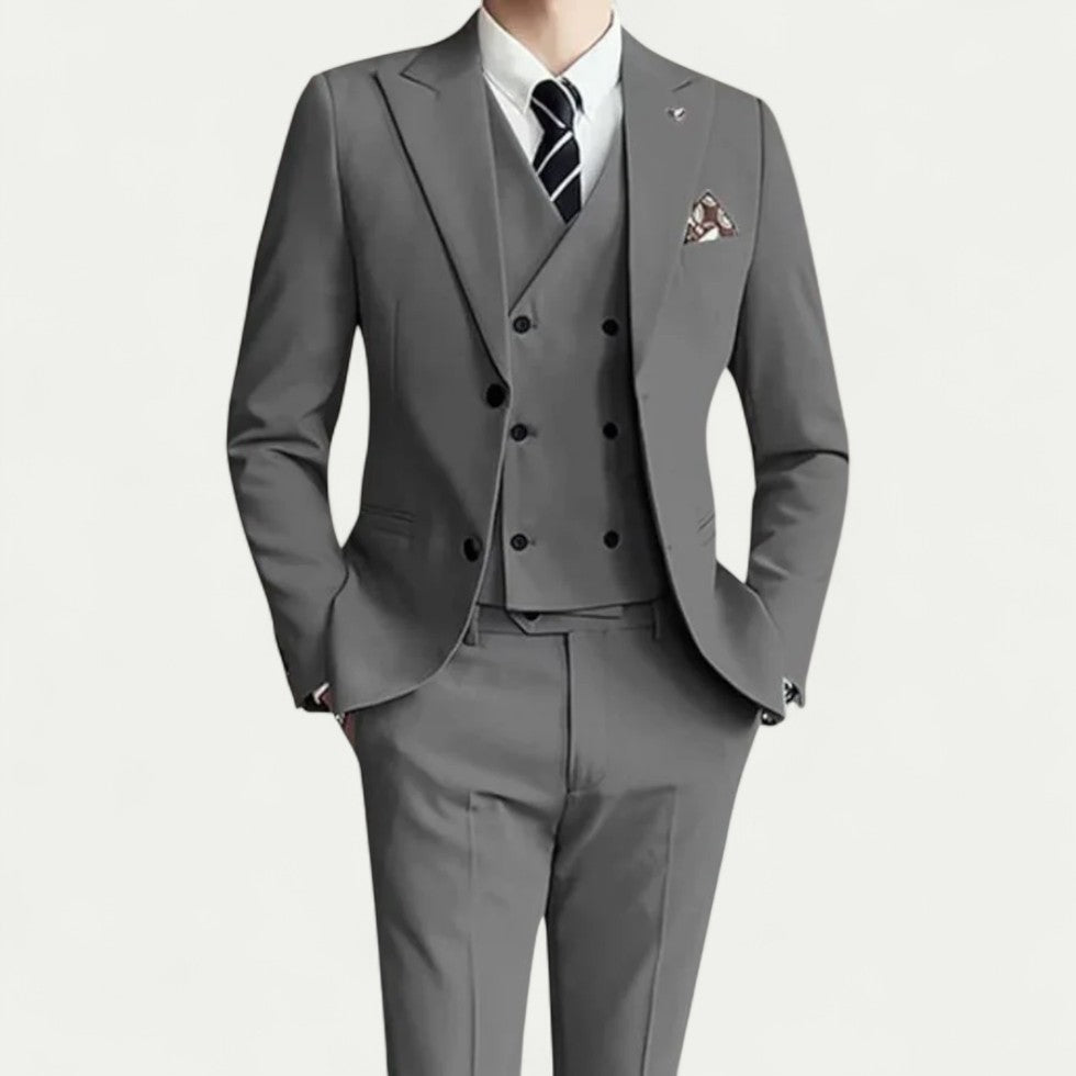 Three Piece Double Breasted Slim Fit Wedding Guest Suit