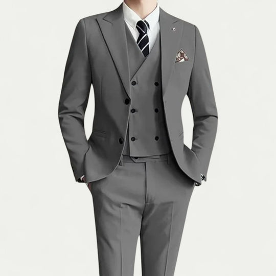 Three Piece Double Breasted Slim Fit Wedding Guest Suit