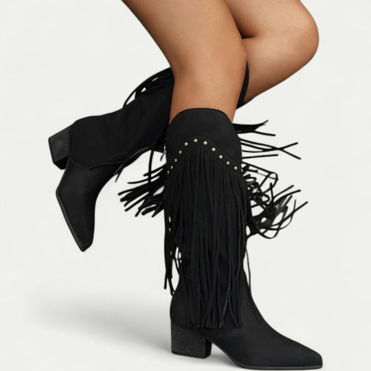 Orthopedic Cowboy Boots with Long Fringe Design