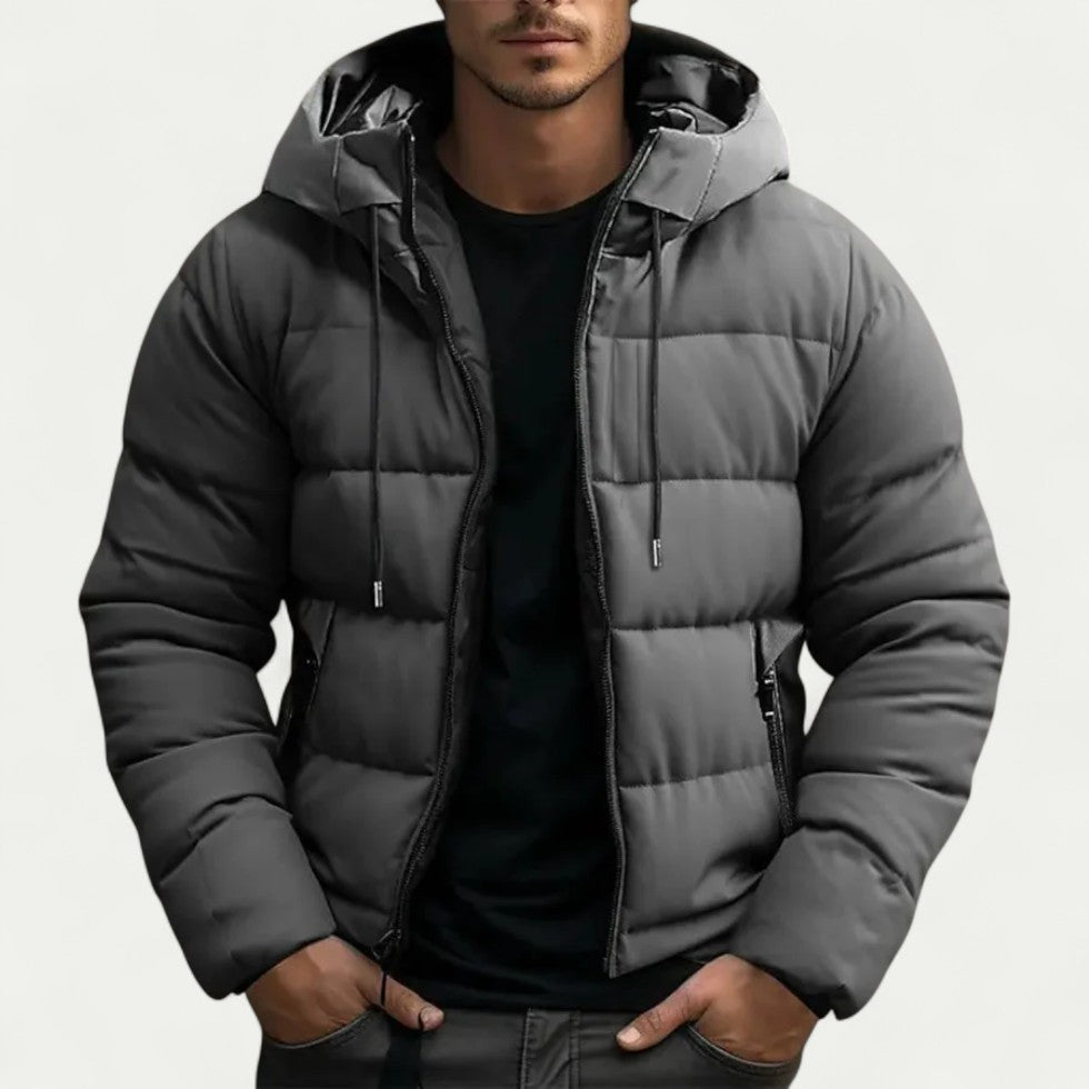 Men Hooded Puffer Jacket Winter Warm Quilted Coat