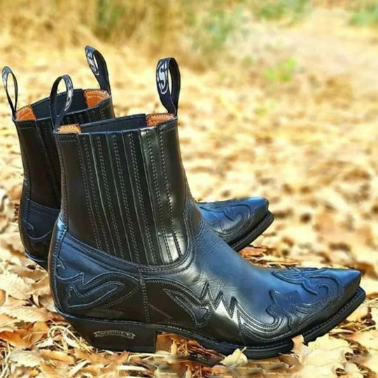 Men Orthopedic Western Cowboy Ankle Boots
