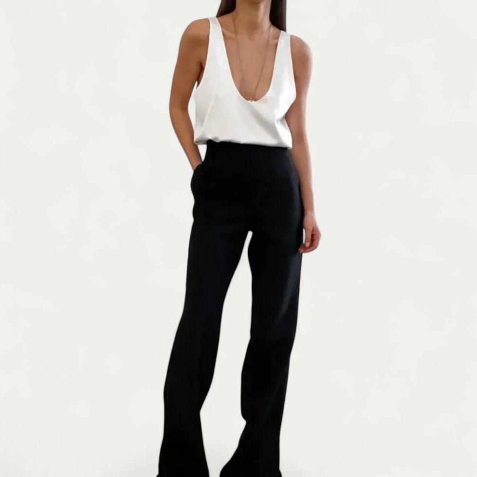Satin Deep V Neck Sleeveless Tank Top for Women