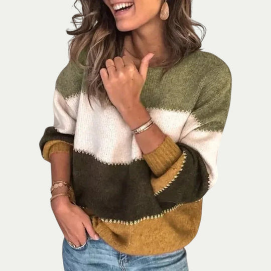 Casual Colorblock Knit Jumper for Women