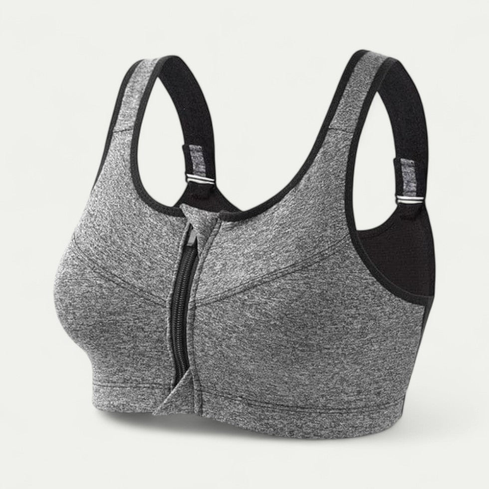 Women Front Zip Sports Bra Seamless Wireless Support