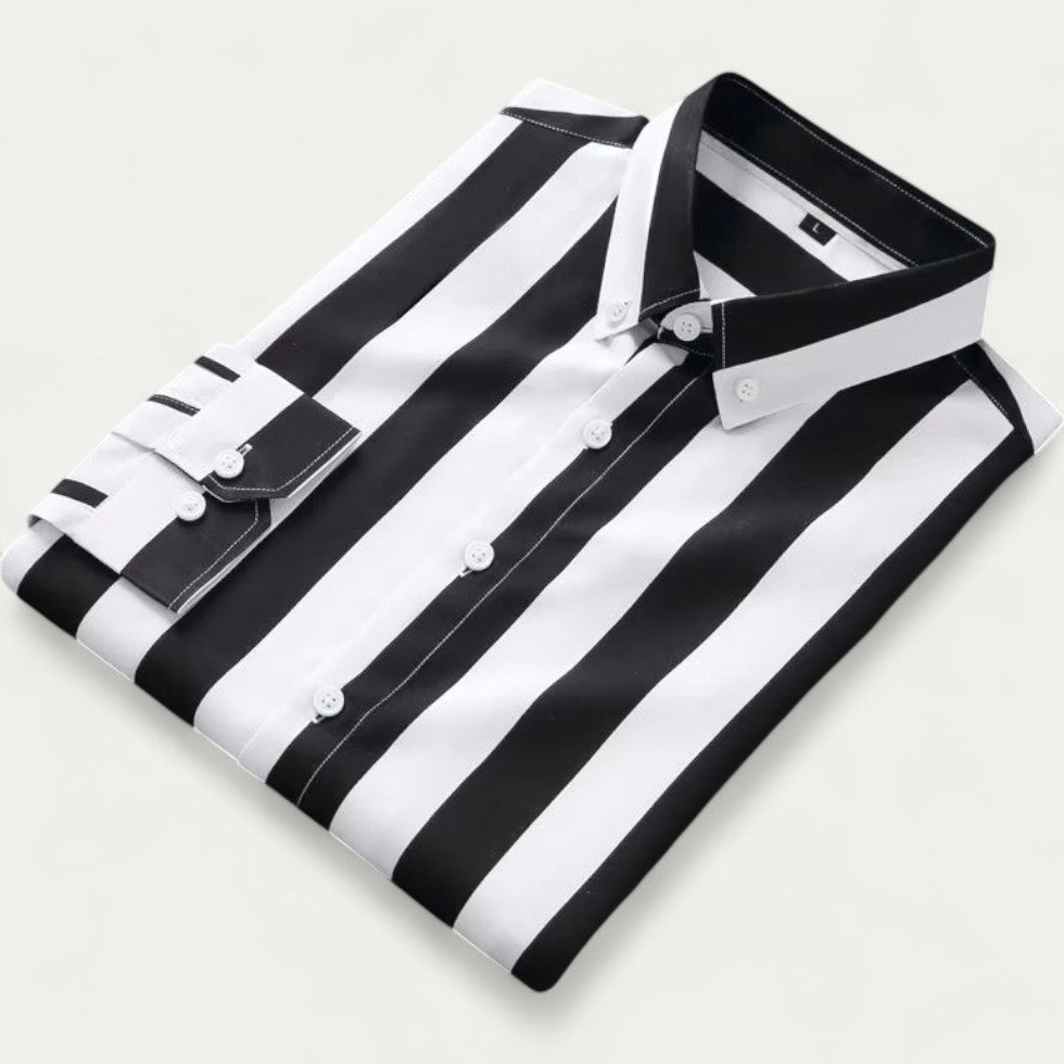 Mens Luxury Striped Shirt Long Sleeve Summer Smart Casual