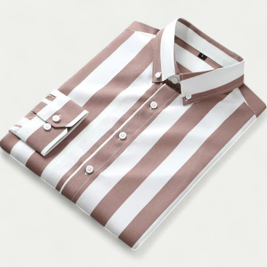 Mens Luxury Striped Shirt Long Sleeve Summer Smart Casual