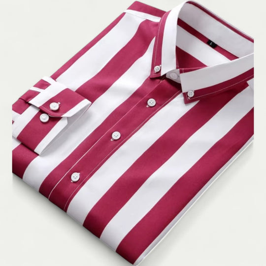 Mens Luxury Striped Shirt Long Sleeve Summer Smart Casual