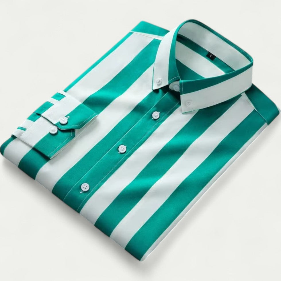 Mens Luxury Striped Shirt Long Sleeve Summer Smart Casual
