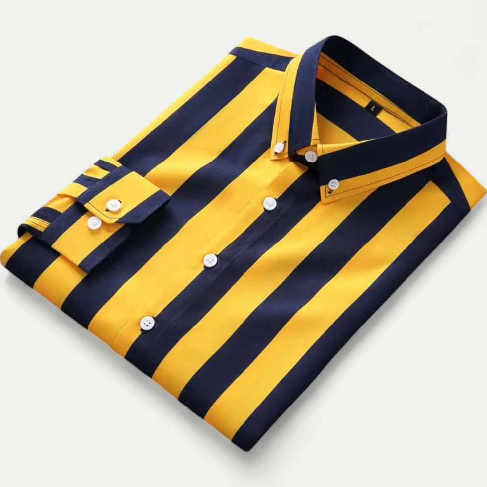 Mens Luxury Striped Shirt Long Sleeve Summer Smart Casual