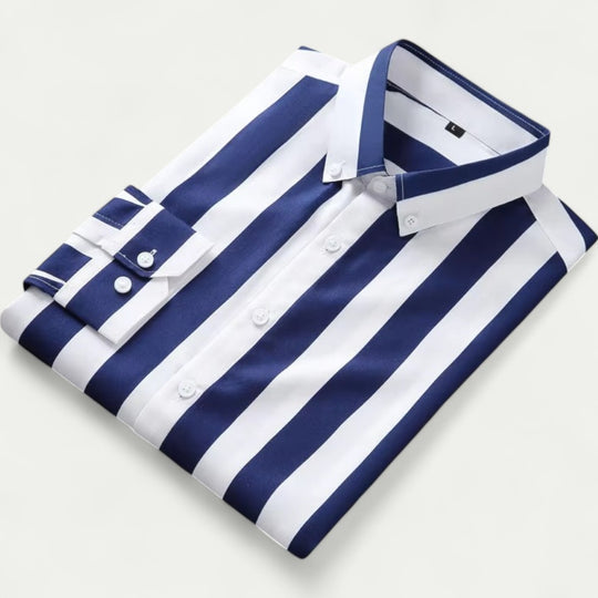 Mens Luxury Striped Shirt Long Sleeve Summer Smart Casual