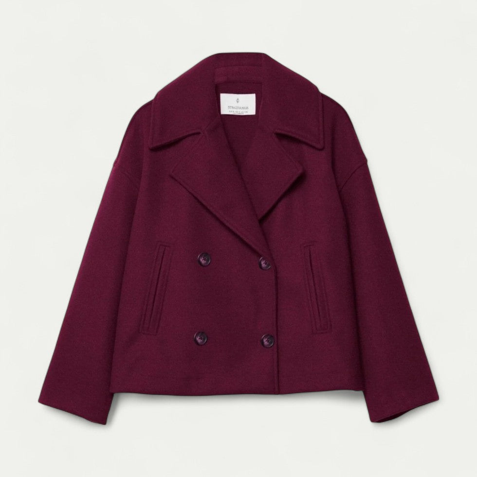 Double Breasted Cropped Peacoat for Transitional Styling