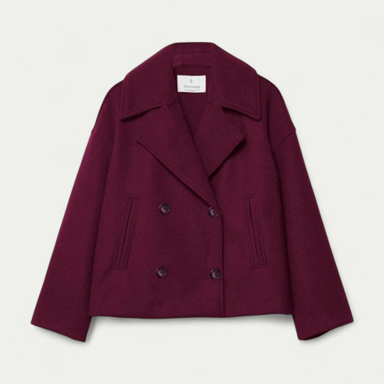Double Breasted Cropped Peacoat for Transitional Styling