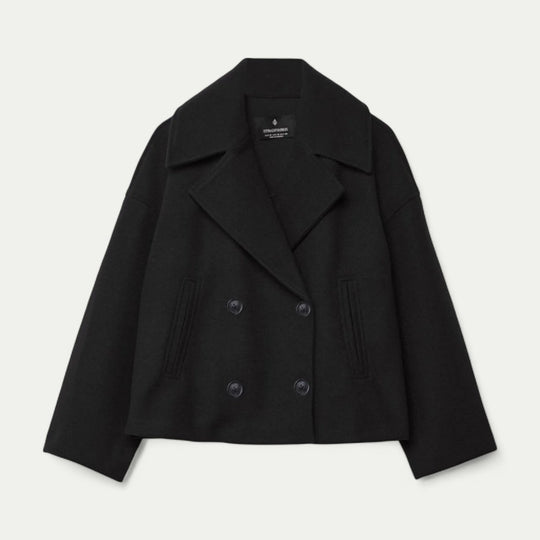 Double Breasted Cropped Peacoat for Transitional Styling