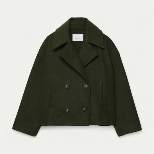 Double Breasted Cropped Peacoat for Transitional Styling