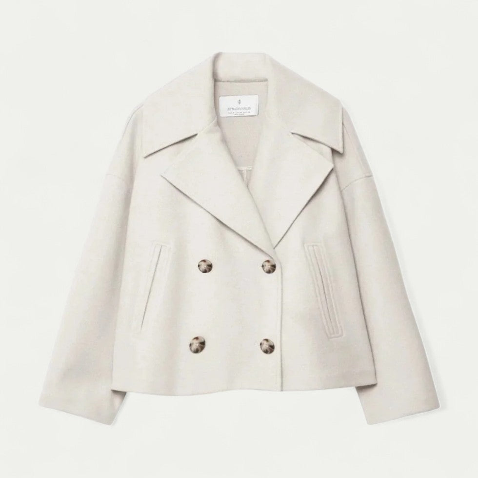 Double Breasted Cropped Peacoat for Transitional Styling