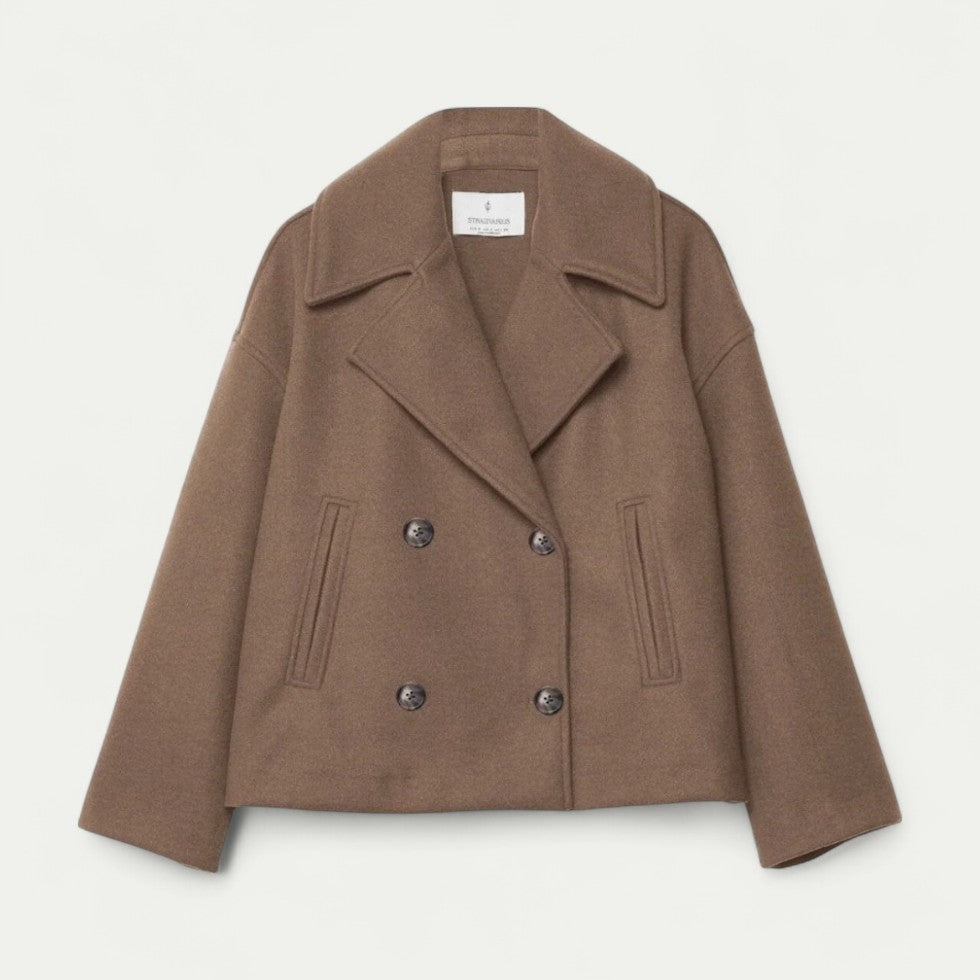 Double Breasted Cropped Peacoat for Transitional Styling