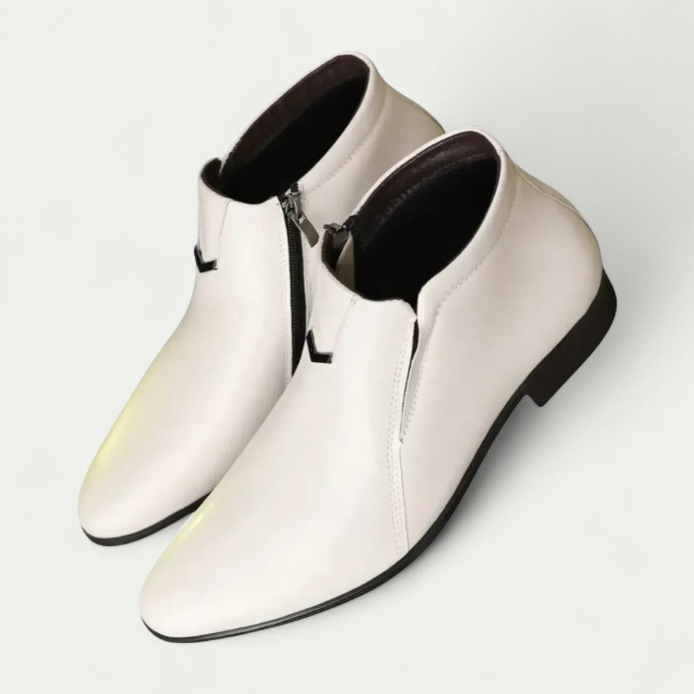 Orthopedic Leather Ankle Boots with Zip for Smart Casual Wear
