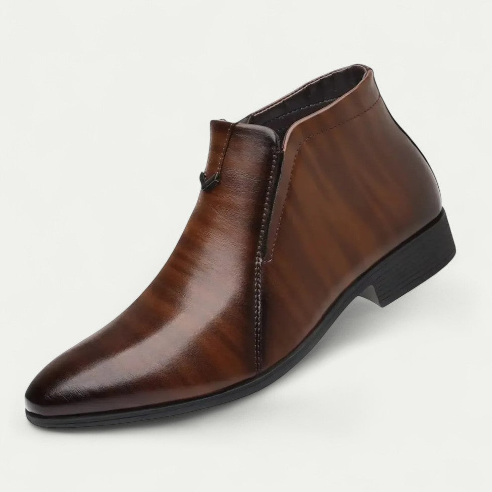 Orthopedic Leather Ankle Boots with Zip for Smart Casual Wear