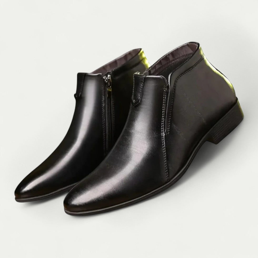 Orthopedic Leather Ankle Boots with Zip for Smart Casual Wear