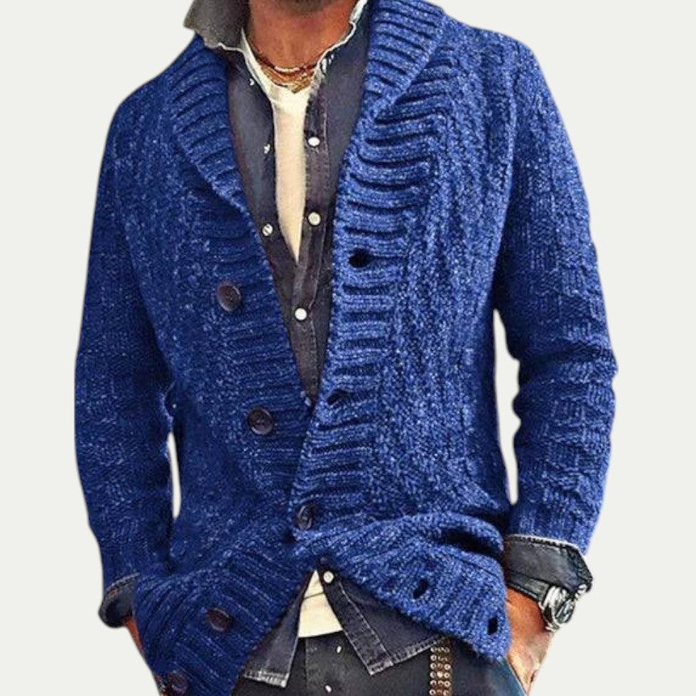 Chunky Cable Knit Shawl Collar Cardigan for Men