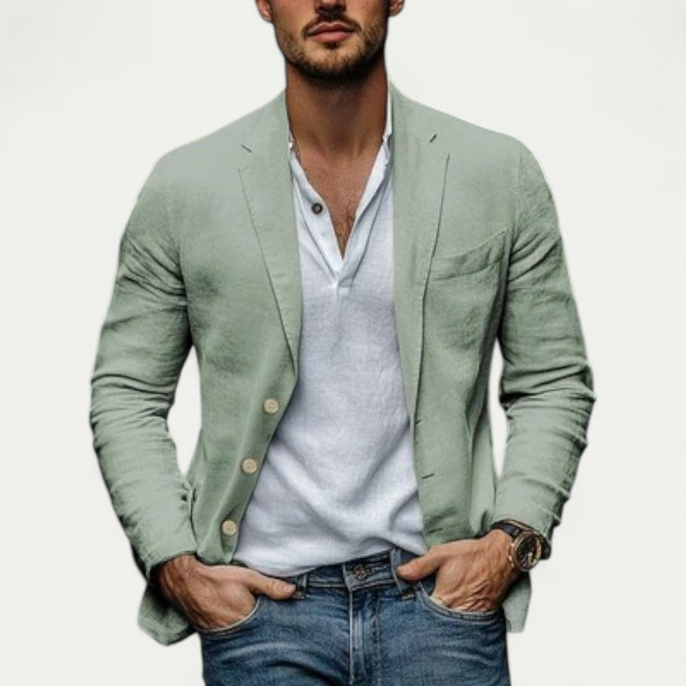 Men's Linen Blazer Casual Slim Fit Lightweight Suit Jacket
